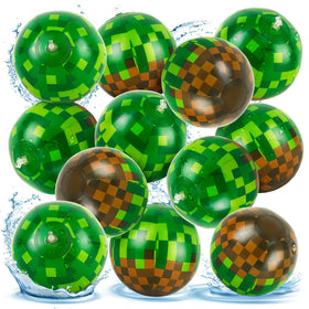 ZSMKJIAYE pixel beach ball in green and brown, ideal for pool games.