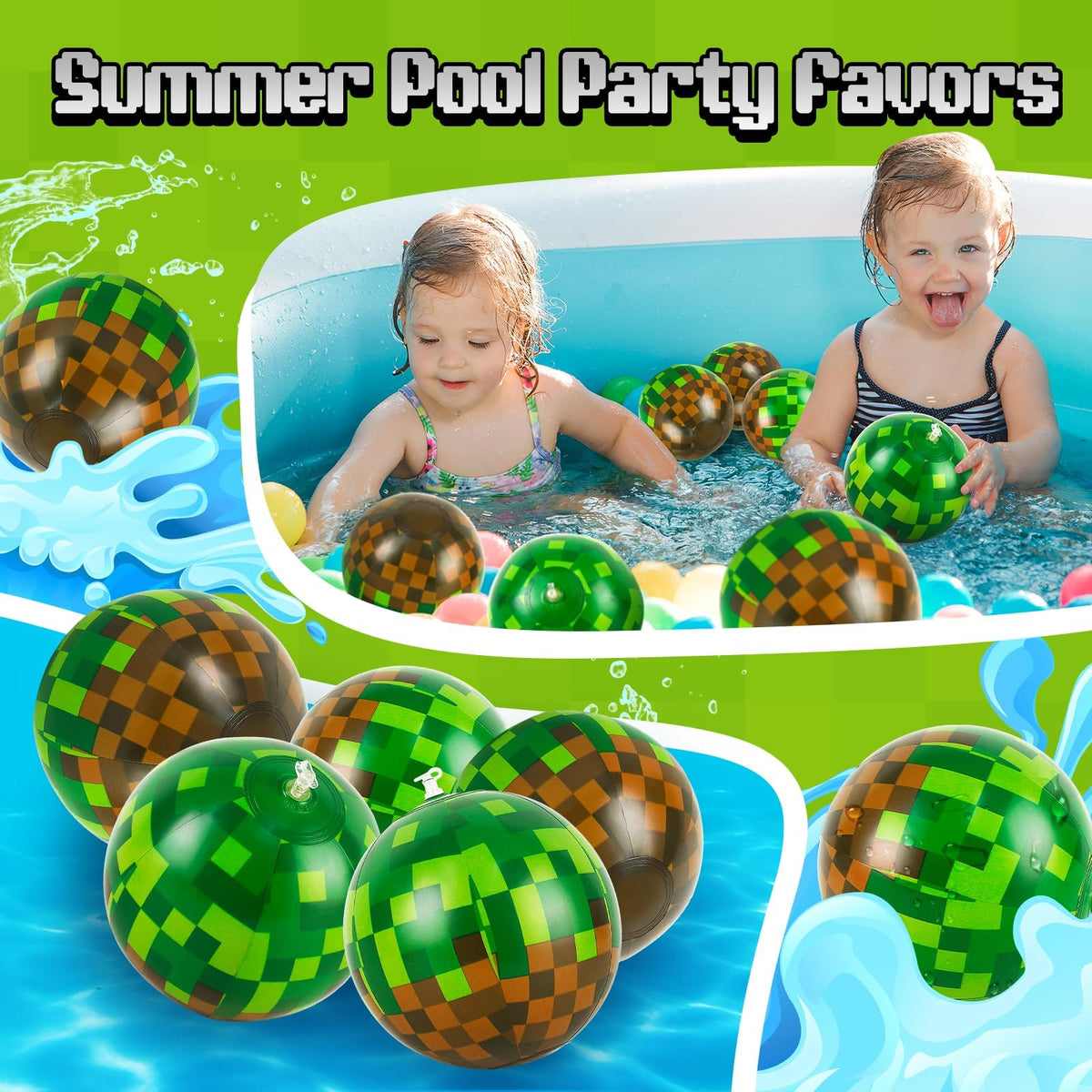 ZSMKJIAYE green-brown pixel ball, lightweight and durable for beach play.
