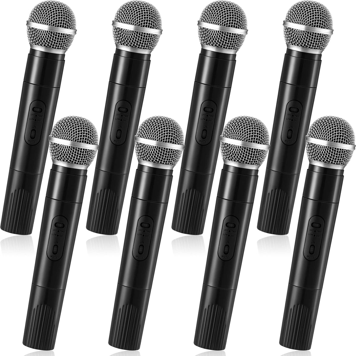 Zubebe 8-pack fake microphone prop ensemble for fun stage performances.