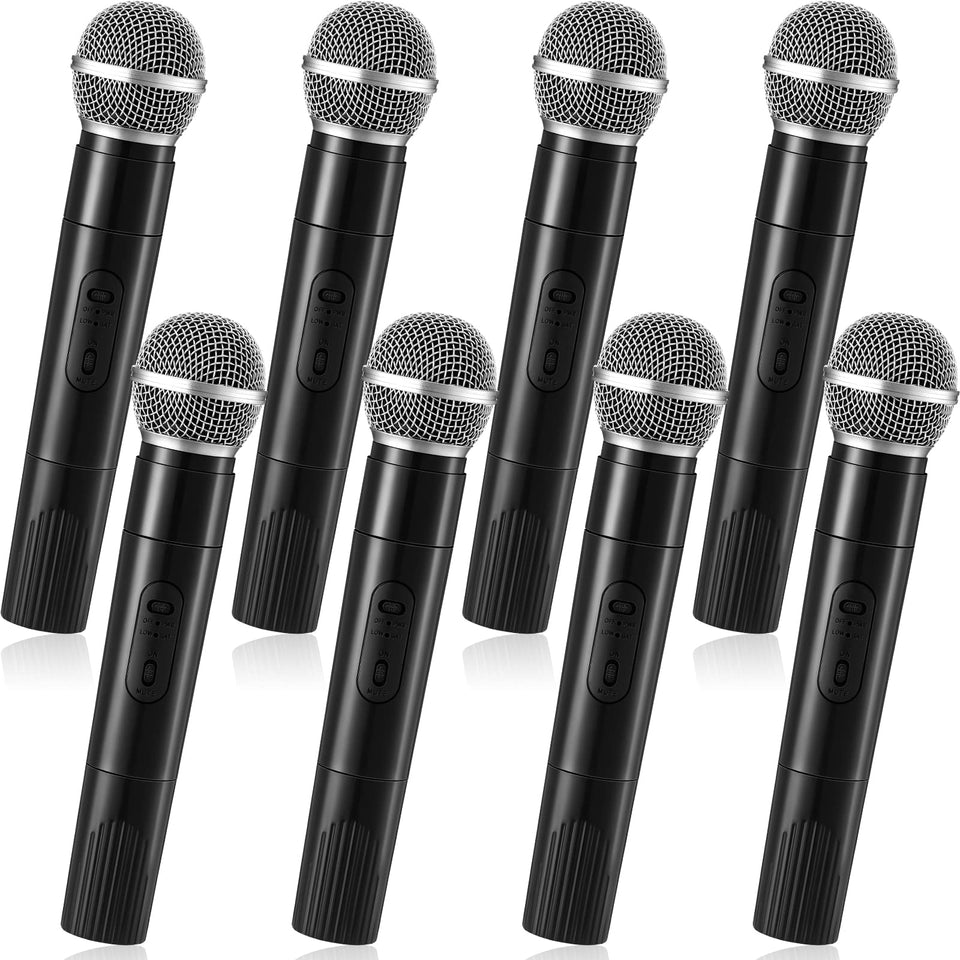 Zubebe 8-pack fake microphone prop ensemble for fun stage performances.