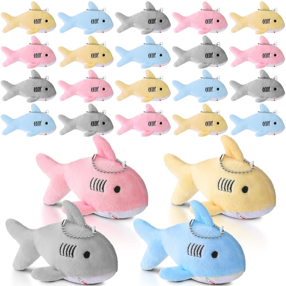 Zubebe mini shark keychain pink, soft plush charm for backpacks and bags.