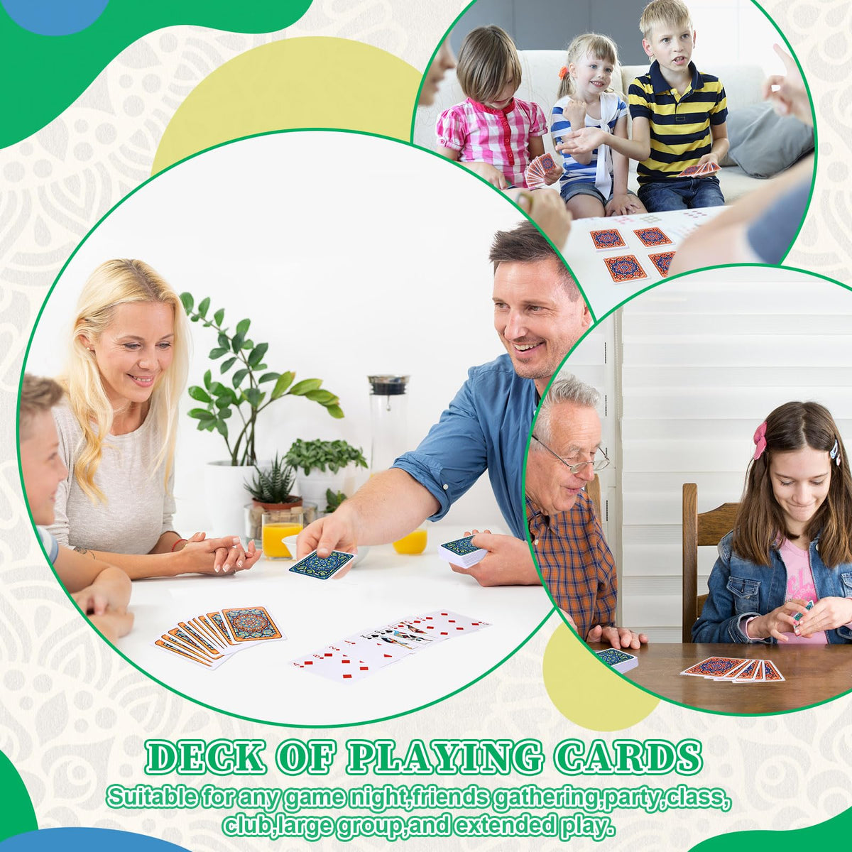 Zubebe decks compatible with poker, blackjack, rummy for versatile games.