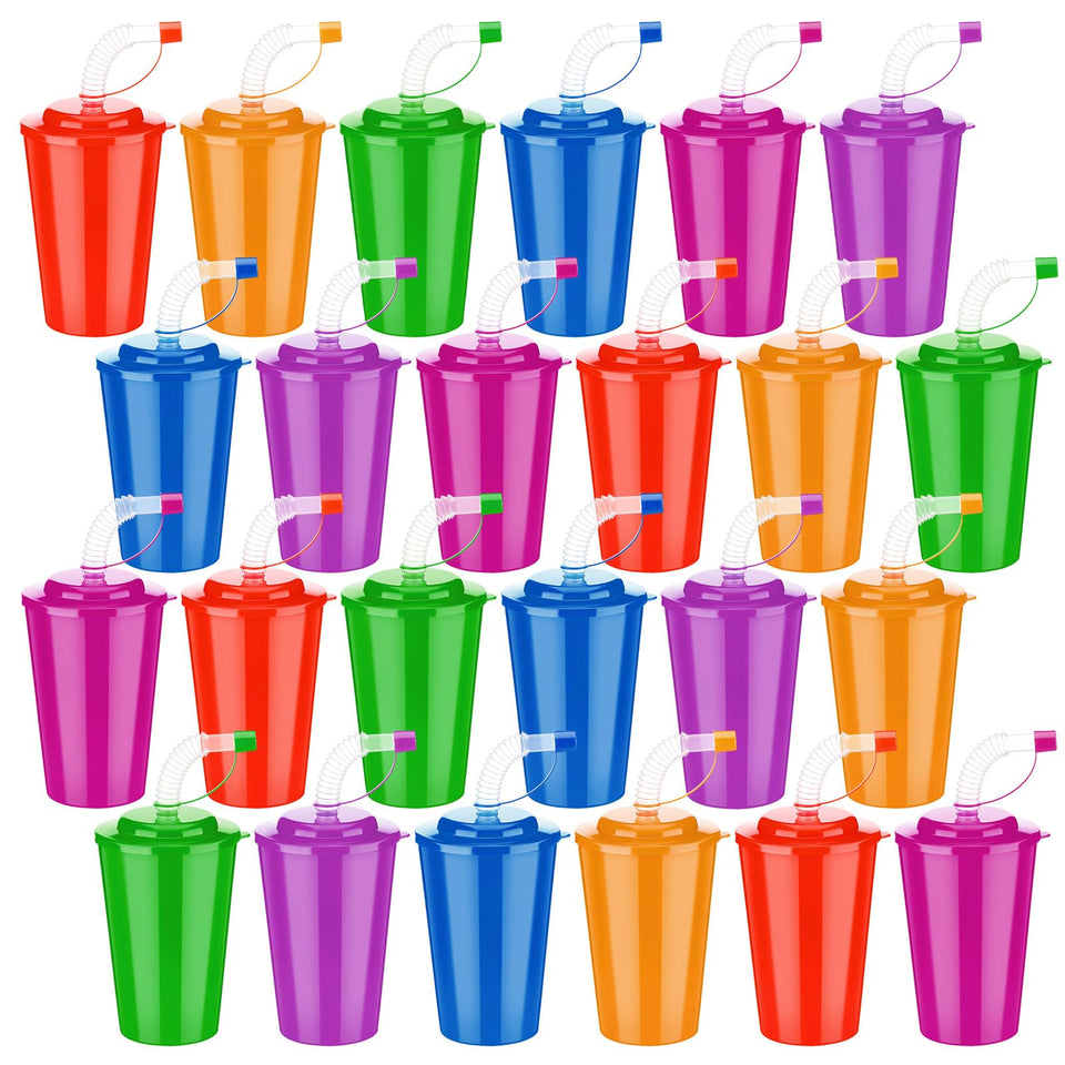 Zubebe neon cups 12oz set with lids, ideal for party beverages.