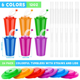 Zubebe neon cups with straws and lids, convenient for easy drink service.