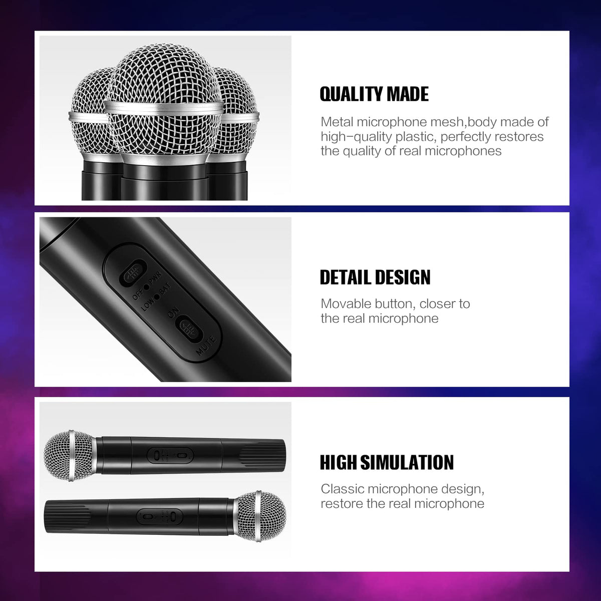 Zubebe portable lightweight microphone prop for easy outdoor party setups.
