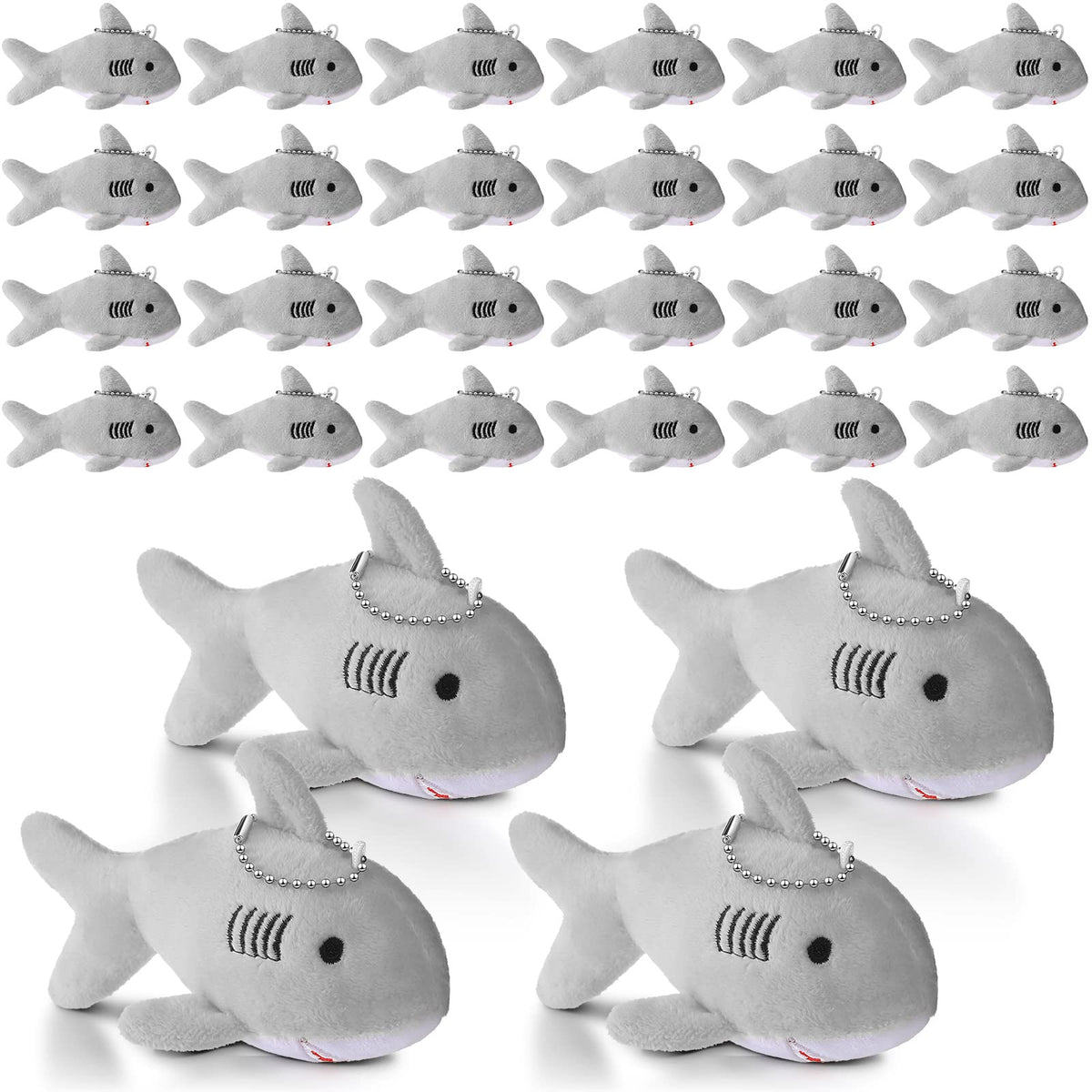 Zubebe shark keychain gray close-up for bags and keys.