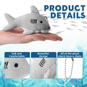 Zubebe shark keychain gray durable plush clip for backpacks.
