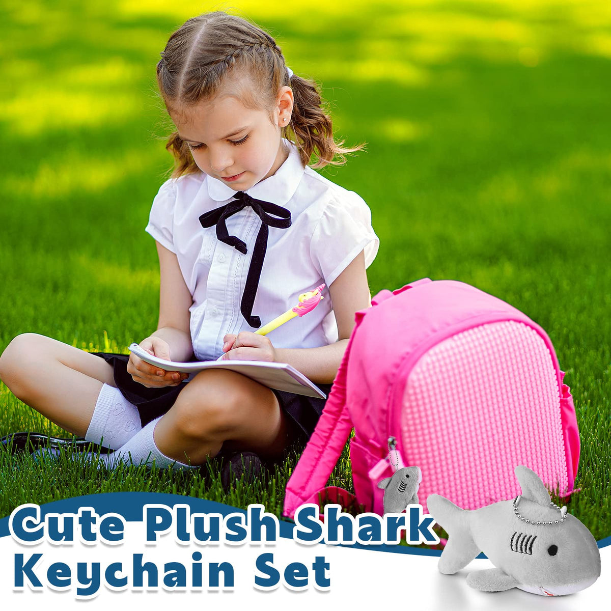 Zubebe shark keychain gray soft texture, perfect for rewards.