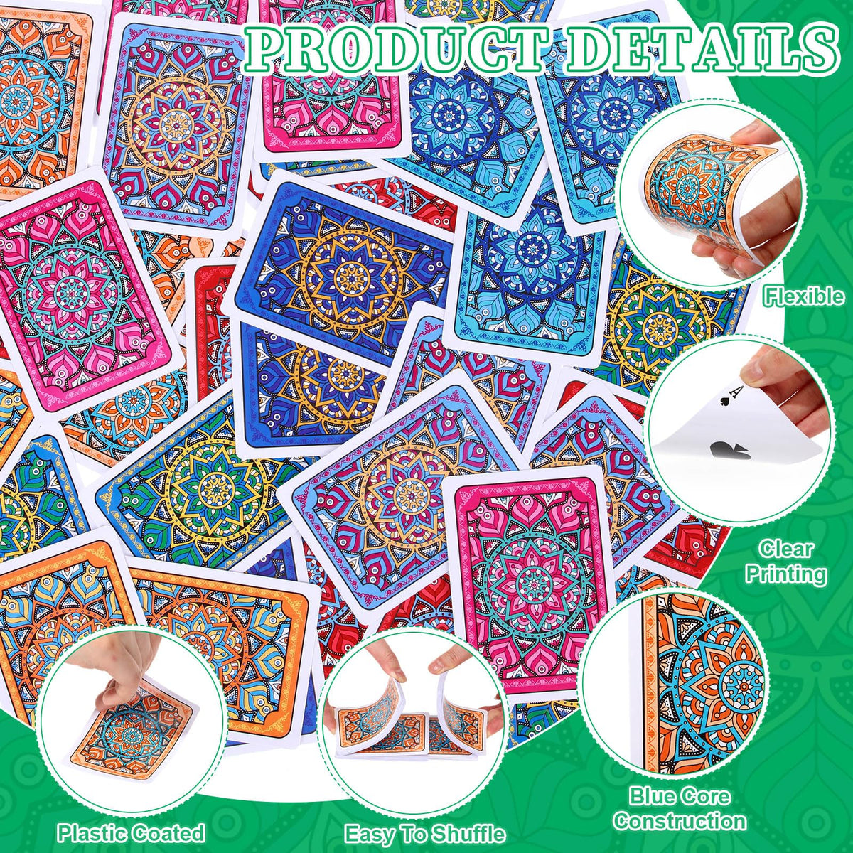 Zubebe standard-size playing cards, 63 by 88 mm, easy to handle.