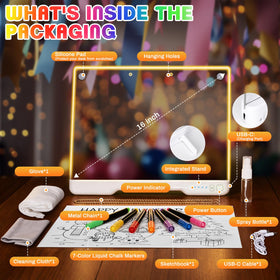 ZUCYDY LED note board with built-in stand showing adjustable angle use