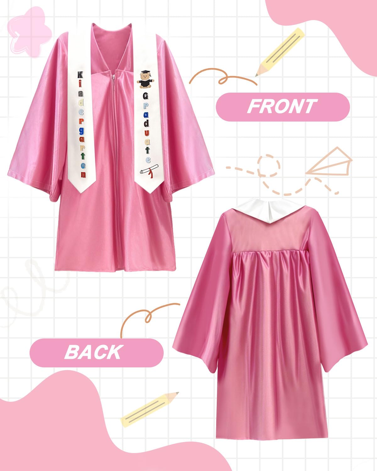 Zuffeloria Kids Graduation Gown close-up highlighting breathable fabric