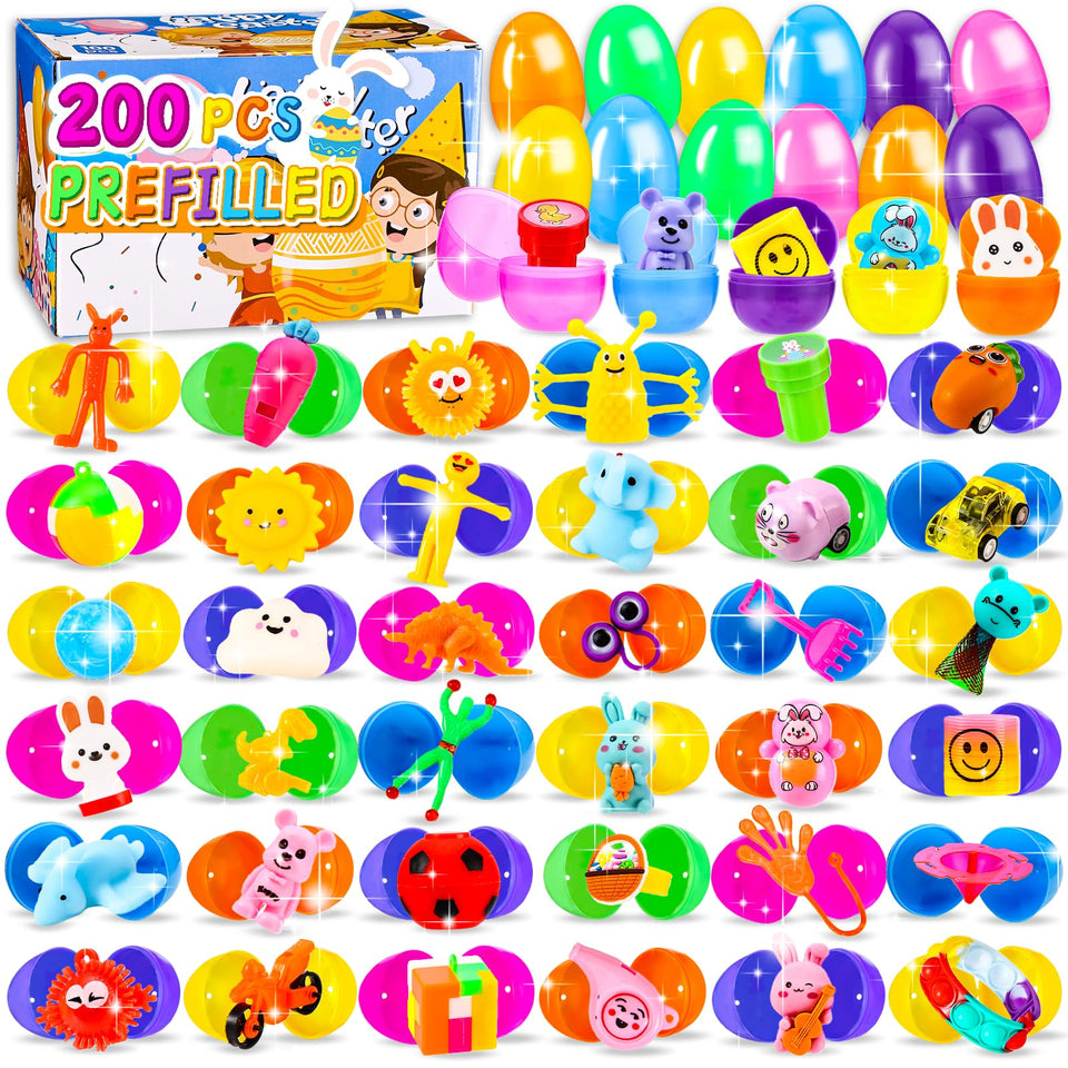 Zunaco 200-piece prefilled Easter eggs with toys for quick party setup.