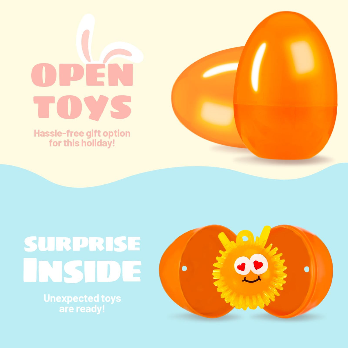 Zunaco squishy toys inside Easter eggs for sensory play.
