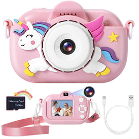 ZUODUN Kids Camera Toy front view highlighting compact design for small hands and easy grasp.