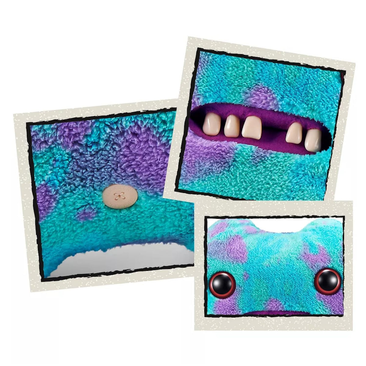 Gaptooth McGoo close-up teeth detail, unique plush for collectors.