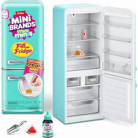 ZURU Mini Brands Fridge with open door reveals tiny brand replicas.