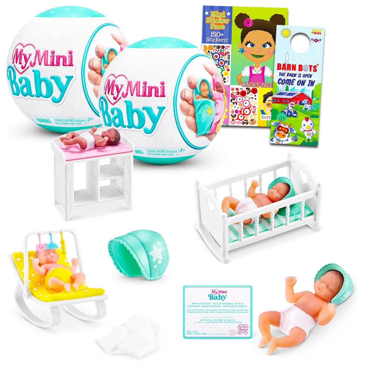 Zuru My Mini Baby mystery balls reveal two Series 1 surprises for play possibilities.