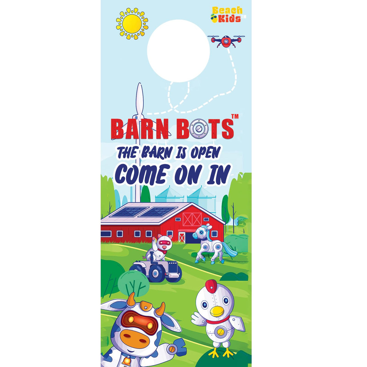 Zuru My Mini Baby Beach Kids Barn Bots door hanger adds décor for parties.
