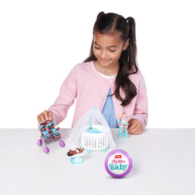 ZURU MY MINI mini-nursery setup showcases cozy shelf-ready display for collectable babies.