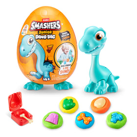 ZURU Smashers Junior Dino Dig Brontosaurus Egg – 25 Surprises, 1kg Dino Dough, 6 Molds
