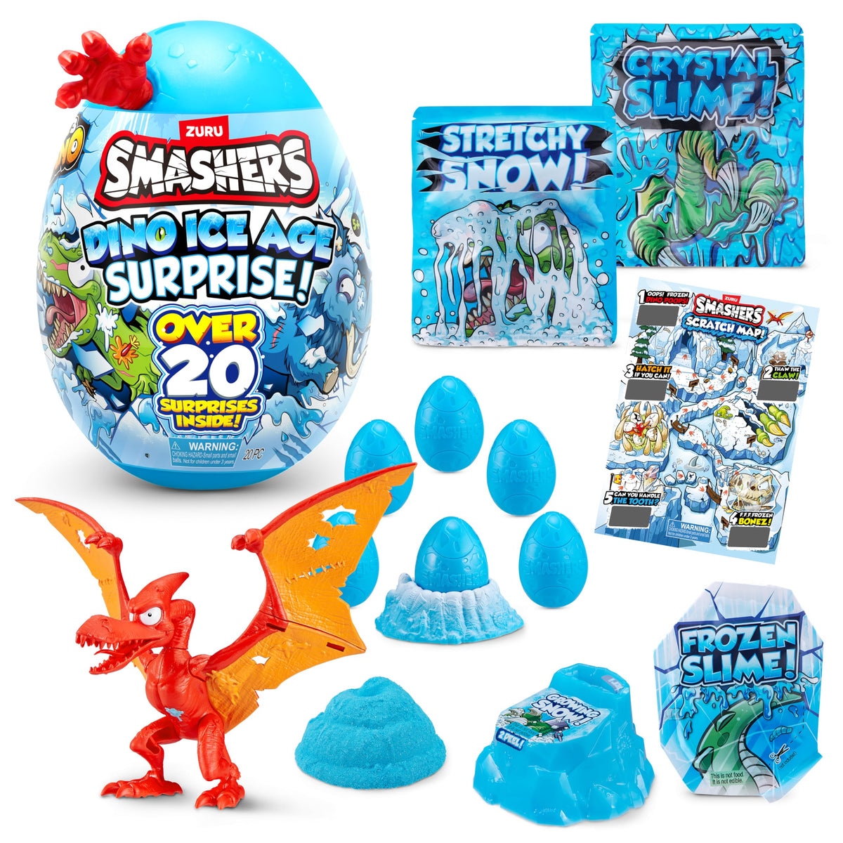 ZURU SMASHERS Dino Ice Age Series 3 box with over 20 surprises for unboxing fun.