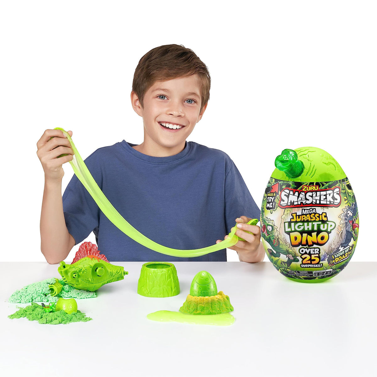 ZURU SMASHERS Mega Jurassic light-up egg color-changing sand reveal.