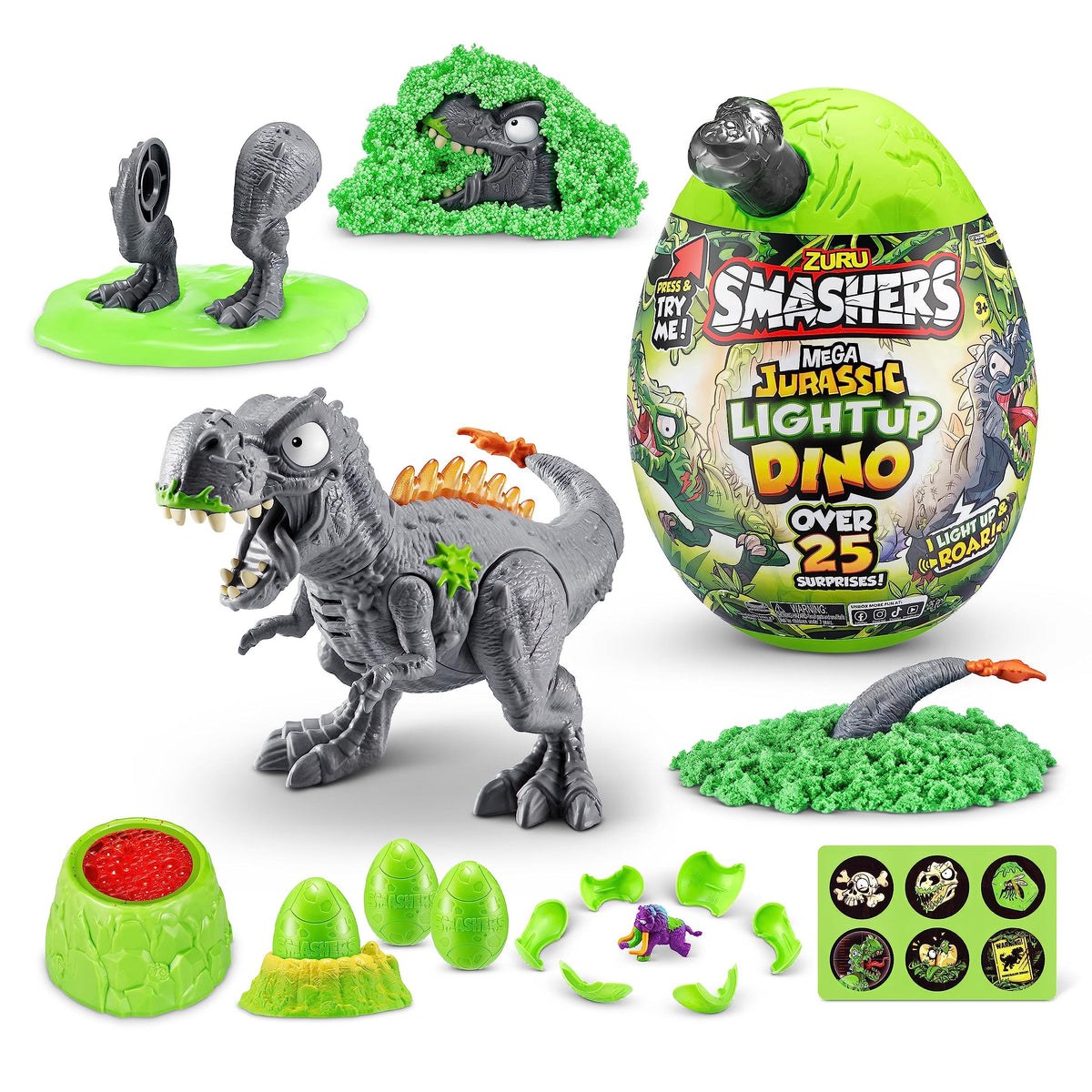 ZURU SMASHERS Mega Jurassic light-up egg Spinosaurus discovery.