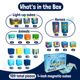 Zuvvo LED light-up cubes illuminate builds with engaging glow.