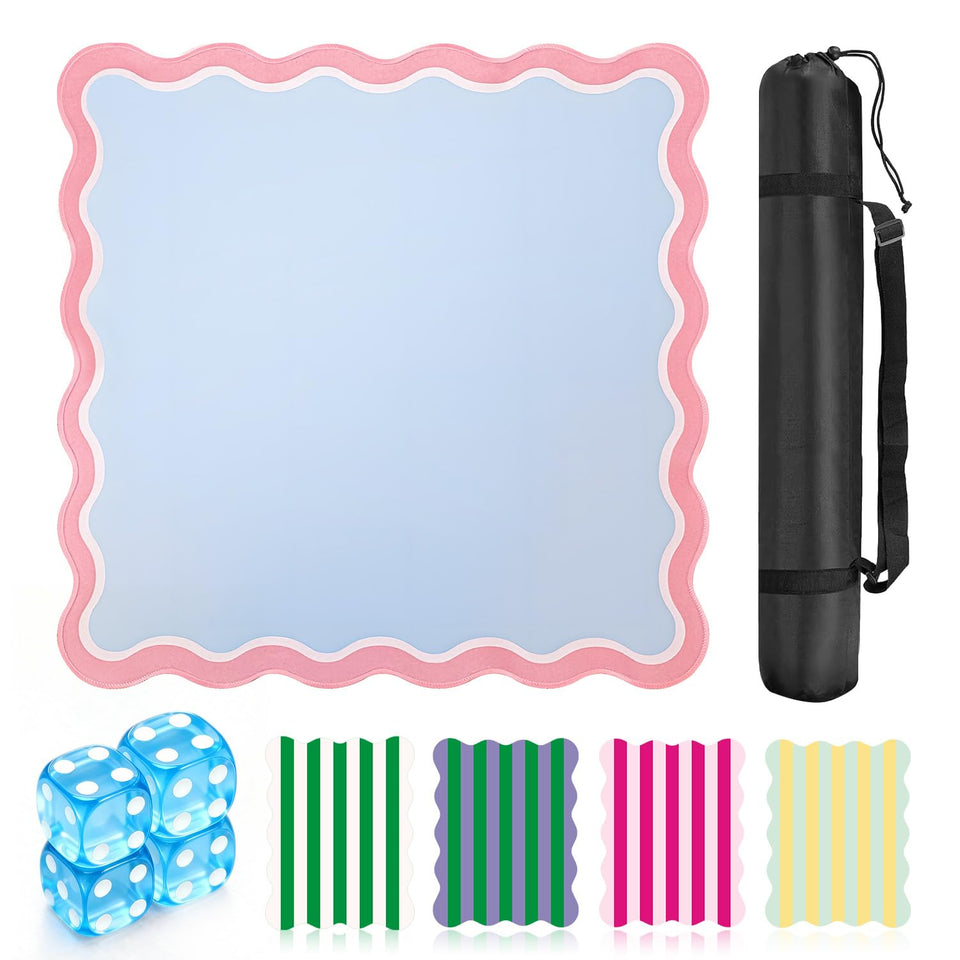 ZWFCGMMBC 22in mini mahjong mat blue for travel, easy setup on the go.