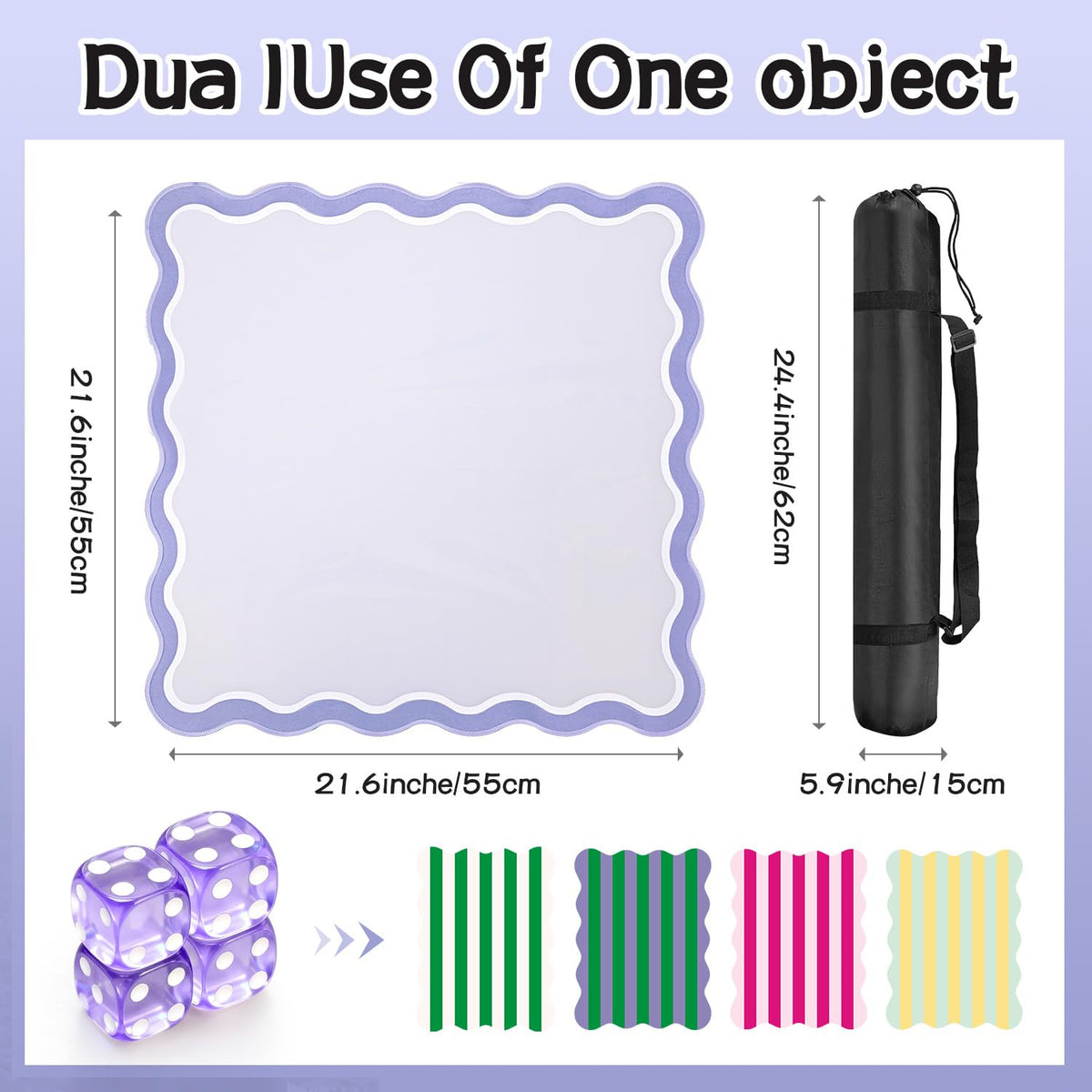 ZWFCGMMBC lavender mini Mahjong mat unfolded on table for portable play