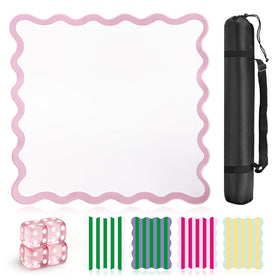 ZWFCGMMBC mahjong mat 32.4-inch pink with scalloped edges for stable, quiet gameplay.