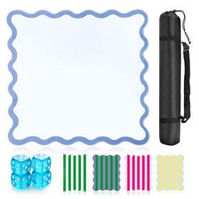 ZWFCGMMBC mahjong mat blue scalloped edge for stable travel play.