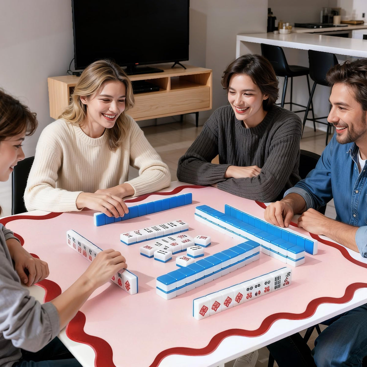 ZWFCGMMBC travel mahjong mat with storage bag ready for on-the-go use.