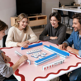 ZWFCGMMBC travel mahjong mat with storage bag ready for on-the-go use.