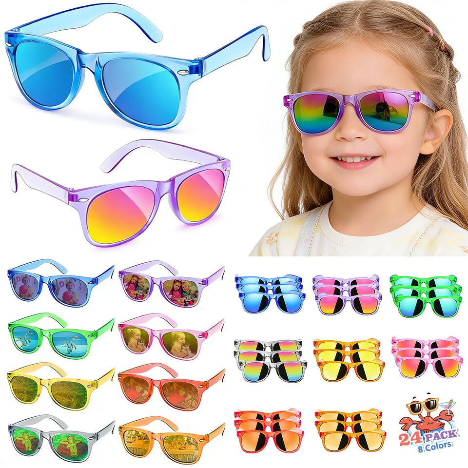ZXNXZNX neon colors sunglasses 24-pack for sunny days and party favors.