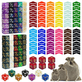ZYCIXDIXS 145pcs MTG dice set packaging shows organized components for portable gameplay.