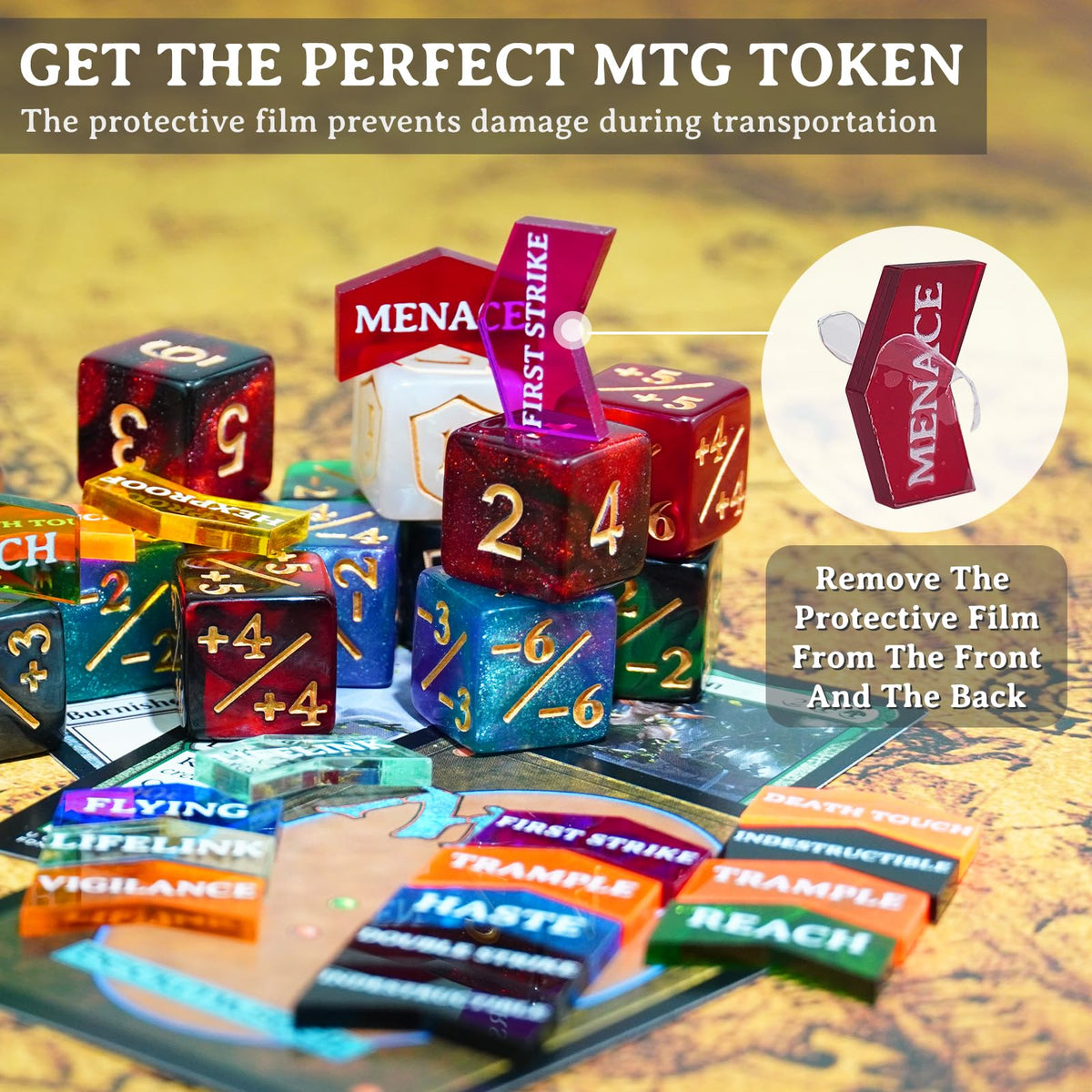 ZYCIXDIXS dice counters display +/- and tracking dice for precise game state management.