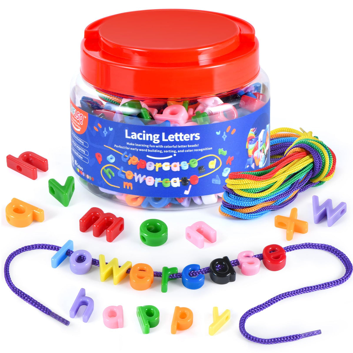 ZYFLSQ 278-piece lacing letters beads for hands-on alphabet learning