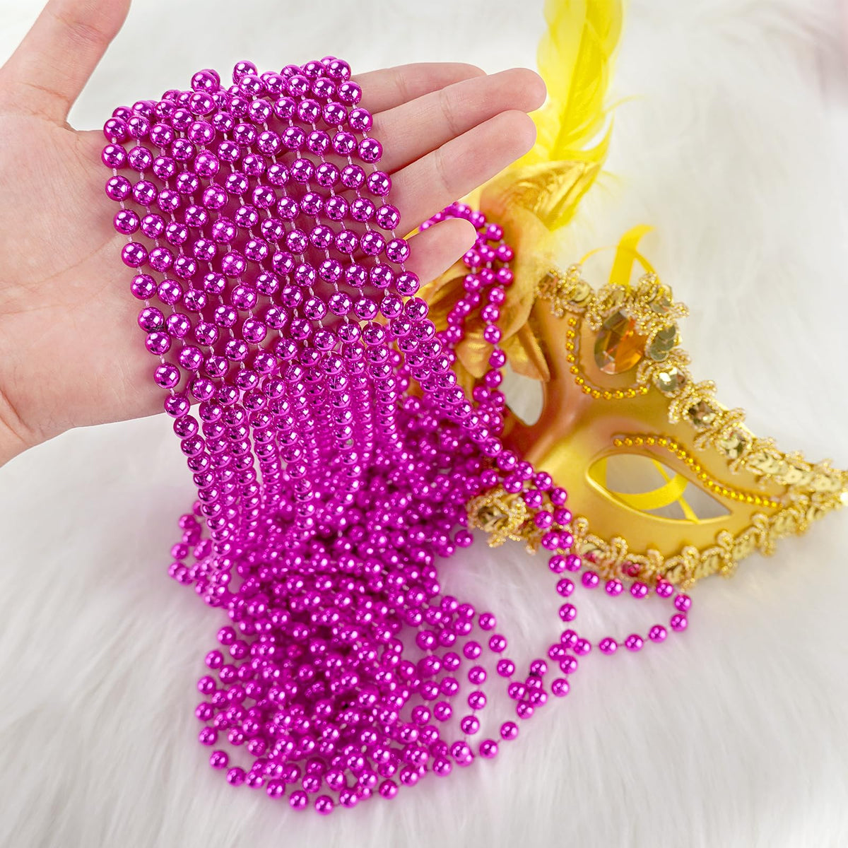 ZYFLSQ bulk party beads in hot pink, lightweight and easy to mix with outfits.