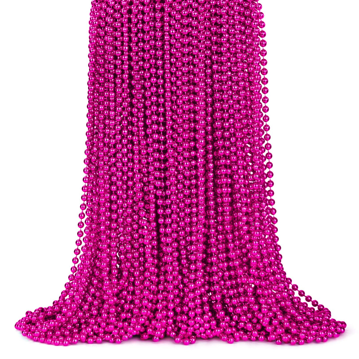 ZYFLSQ hot pink metallic bead necklace, 33-inch length, ideal for Mardi Gras parades.