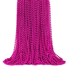ZYFLSQ hot pink metallic bead necklace, 33-inch length, ideal for Mardi Gras parades.