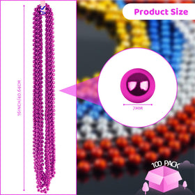 ZYFLSQ pink beaded necklace with metallic finish, perfect as carnival costume accessory.