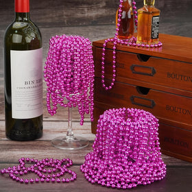 ZYFLSQ metallic pink bead necklaces, ideal for Halloween, Christmas, and parades.
