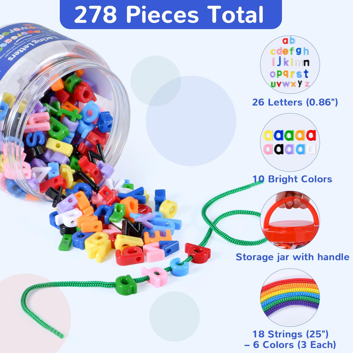 ZYFLSQ lowercase alphabet beads for spelling and motor practice