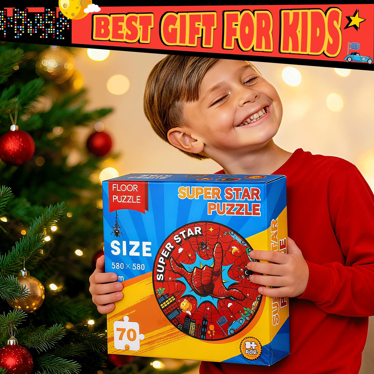 Thick, safe materials support lasting fun with this puzzle