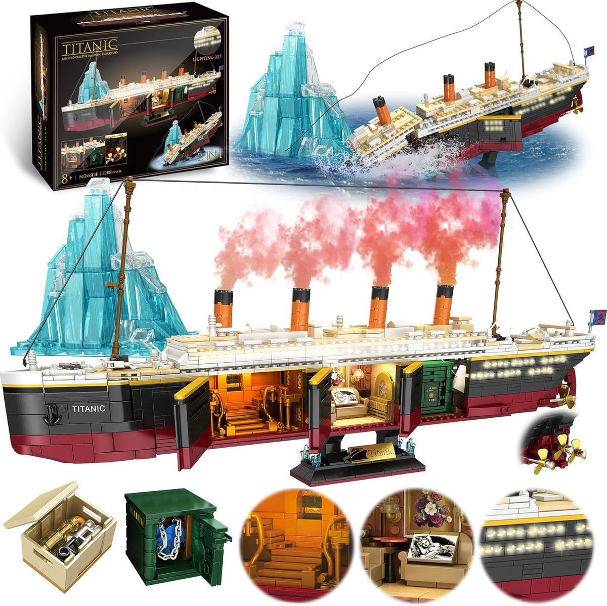 Zylvoxia Titanic glacier scene with iceberg accents for dramatic display