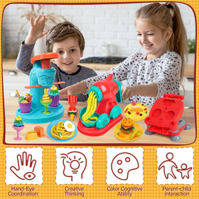 ZYYBQW 3in1 color dough set supports social play and sharing stories in the pretend kitchen.