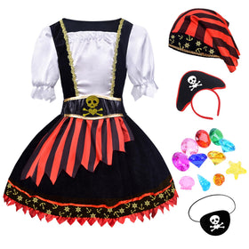 ZZIHAN pirate princess dress with hat for imaginative Halloween cosplay and party play.