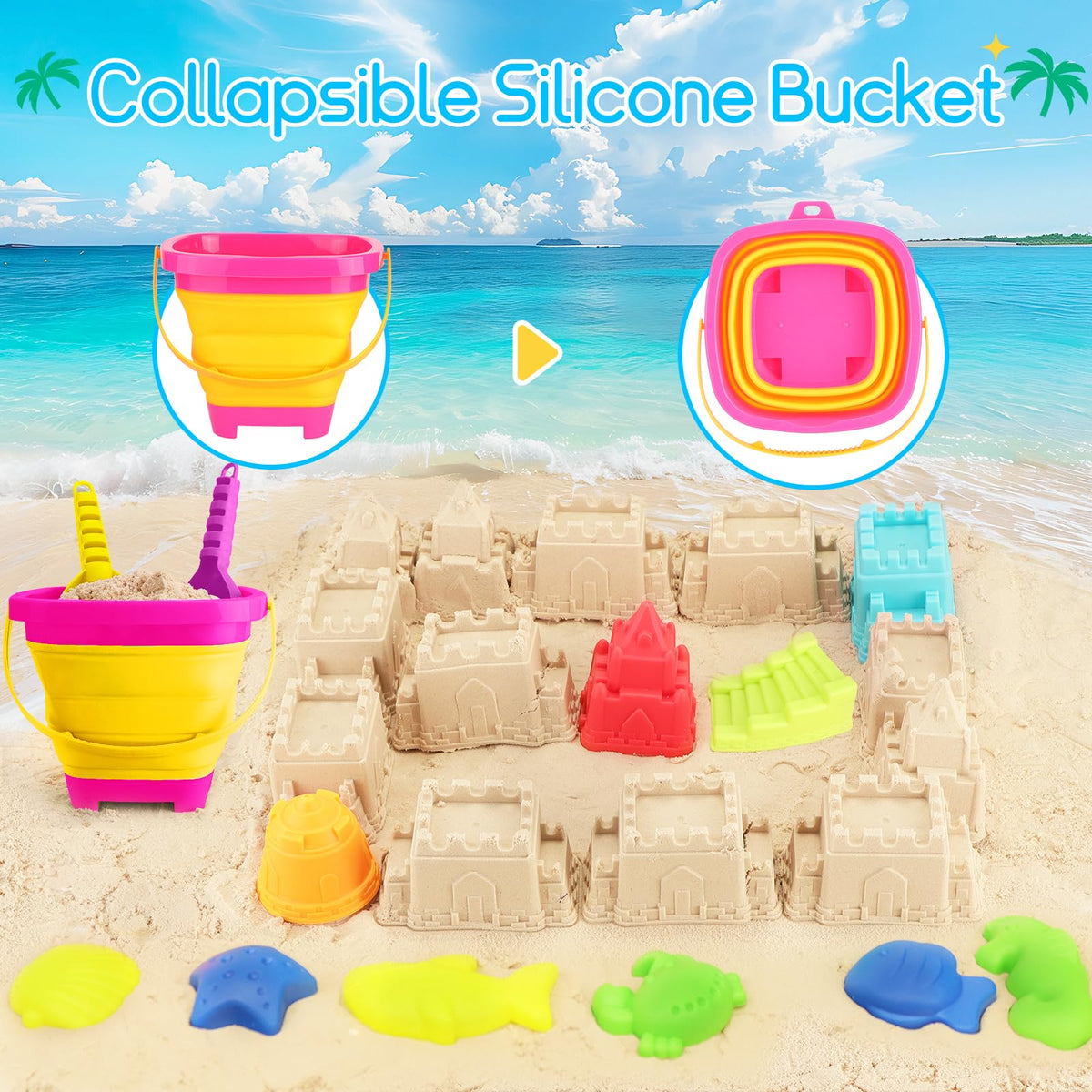 ZZLWAN castle molds set enabling imaginative sand castles and storytelling play.