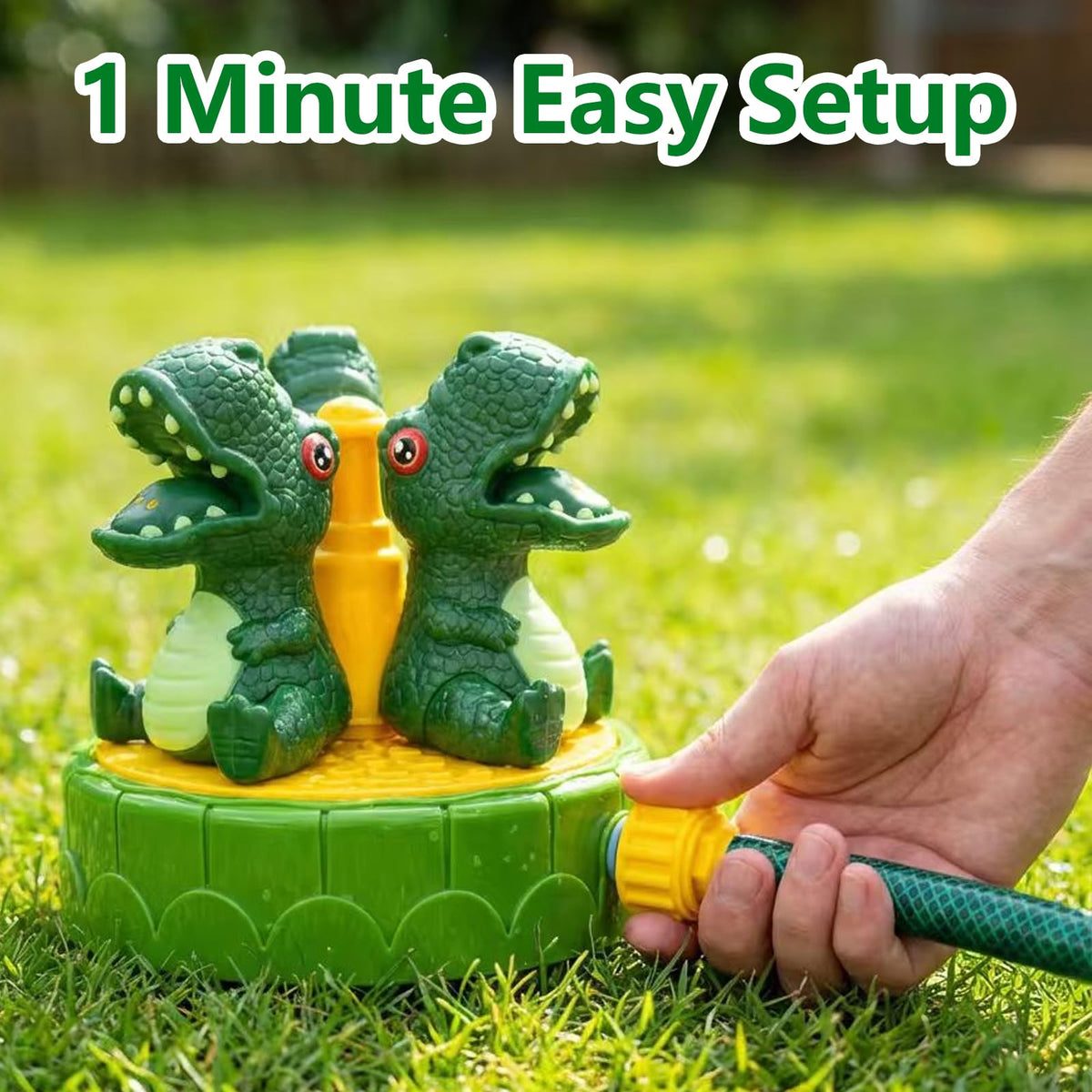 Stable base of ZZLWAN dinosaur sprinkler ready for kid-friendly fun